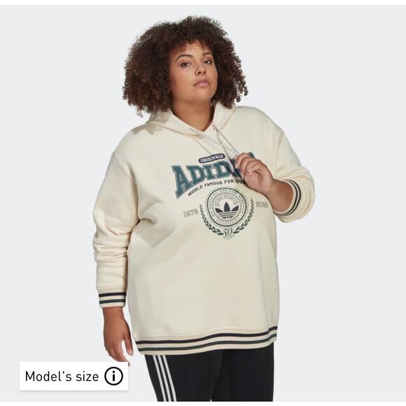Adidas Womens Originals Wonder White Class of 72 Hoodie Sweatshirt PLUS 1X NWT - Picture 3 of 11